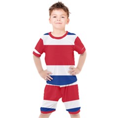 Costa Rica Flag Kids  Tee And Shorts Set by FlagGallery