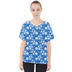 Wallpaper Background Blue Colors V-neck Dolman Drape Top by Pakrebo