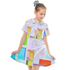 City Modern Business Skyscrapers Kids  Short Sleeve Shirt Dress by Pakrebo