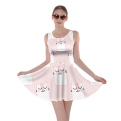 Pattern Pink Cute Sweet Fur Cats Skater Dress by Pakrebo