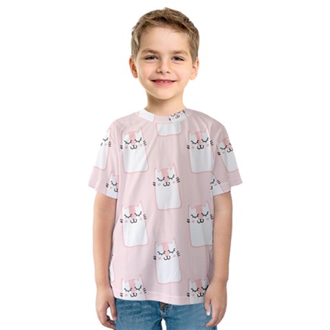 Pattern Pink Cute Sweet Fur Cats Kids  Sport Mesh Tee by Pakrebo