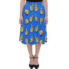 Emojis Hands Fingers Background Classic Midi Skirt by Pakrebo