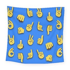 Emojis Hands Fingers Background Square Tapestry (large) by Pakrebo