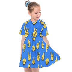 Emojis Hands Fingers Background Kids  Sailor Dress by Pakrebo