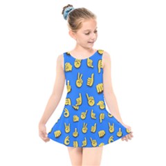 Emojis Hands Fingers Background Kids  Skater Dress Swimsuit