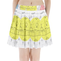 Urban City Skyline Sketch Pleated Mini Skirt by Pakrebo