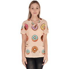 Donut Sweets Baking Food Tasty Women s V-neck Scrub Top by Pakrebo