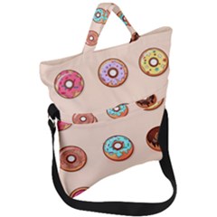 Donut Sweets Baking Food Tasty Fold Over Handle Tote Bag by Pakrebo