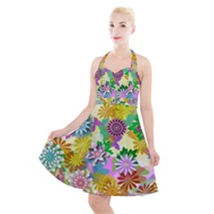 Illustration Pattern Abstract Halter Party Swing Dress  by Pakrebo