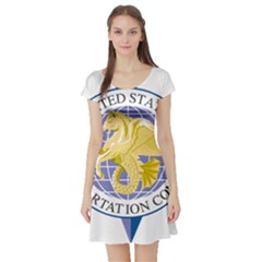 Emblem of United States Transportation Command Short Sleeve Skater Dress