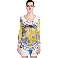 Emblem of United States Transportation Command Long Sleeve Velvet Bodycon Dress