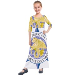 Emblem of United States Transportation Command Kids  Quarter Sleeve Maxi Dress