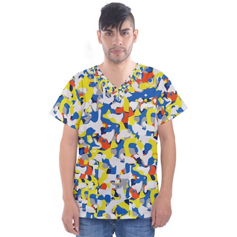 Pop Art Camouflage 2 Men s V-neck Scrub Top by impacteesstreetweareight