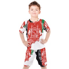 Afghanistan Flag Map Kids  Tee And Shorts Set by abbeyz71