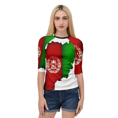 Afganistan Flag Map Quarter Sleeve Raglan Tee by abbeyz71