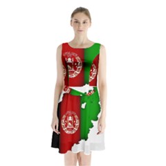 Afganistan Flag Map Sleeveless Waist Tie Chiffon Dress by abbeyz71