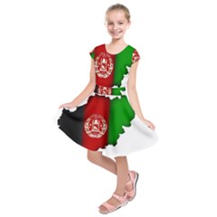 Afganistan Flag Map Kids  Short Sleeve Dress by abbeyz71