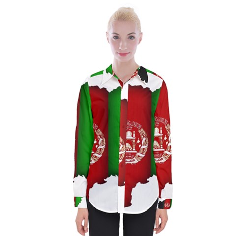 Afganistan Flag Map Womens Long Sleeve Shirt by abbeyz71