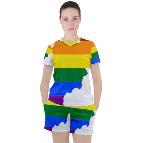 Lgbt Flag Map Of Afghanistan Women s Tee And Shorts Set by abbeyz71