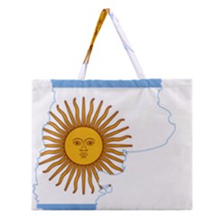 Flag Map Of Argentina & Islas Malvinas Zipper Large Tote Bag by abbeyz71