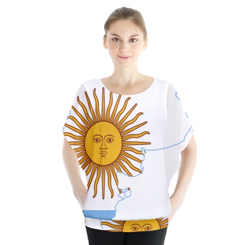 Flag Map Of Argentina & Islas Malvinas Batwing Chiffon Blouse by abbeyz71