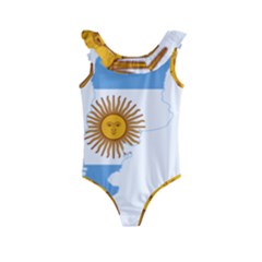 Flag Map Of Argentina & Islas Malvinas Kids  Frill Swimsuit by abbeyz71