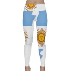 Flag Map Of Argentina & Islas Malvinas Lightweight Velour Classic Yoga Leggings by abbeyz71