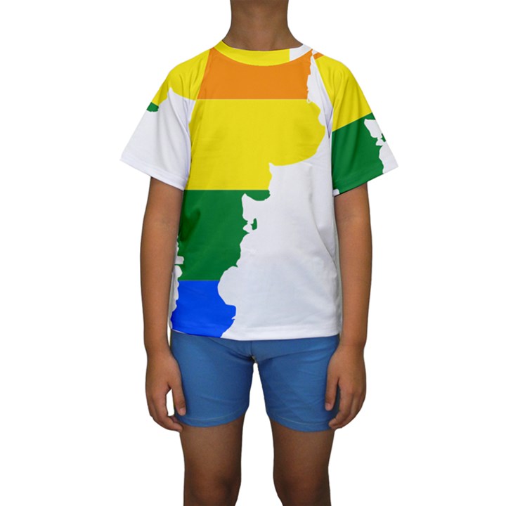 LGBT Flag Map of Argentina Kids  Short Sleeve Swimwear