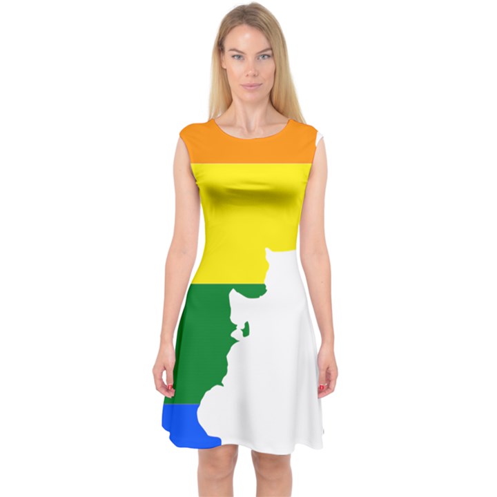 LGBT Flag Map of Argentina Capsleeve Midi Dress