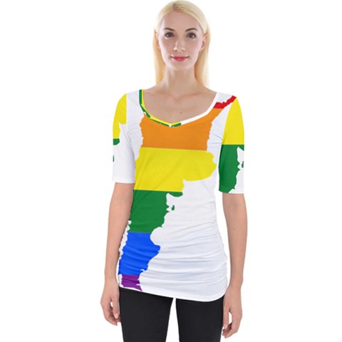 Lgbt Flag Map Of Argentina Wide Neckline Tee by abbeyz71