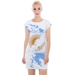 Flag map of Islas Malvinas Cap Sleeve Bodycon Dress