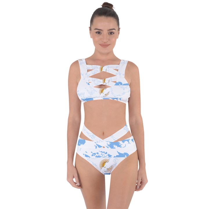 Flag map of Islas Malvinas Bandaged Up Bikini Set 