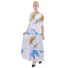 Flag map of Islas Malvinas Half Sleeves Maxi Dress