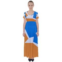 Flag Of Tierra Del Fuego Province, Argentina High Waist Short Sleeve Maxi Dress by abbeyz71