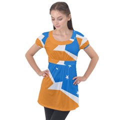 Flag Of Tierra Del Fuego Province, Argentina Puff Sleeve Tunic Top by abbeyz71