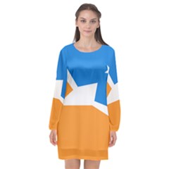 Flag Of Tierra Del Fuego Province, Argentina Long Sleeve Chiffon Shift Dress  by abbeyz71