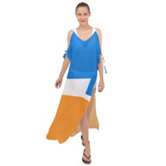 Flag Of Tierra Del Fuego Province, Argentina Maxi Chiffon Cover Up Dress by abbeyz71