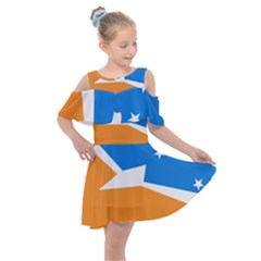 Flag Of Tierra Del Fuego Province, Argentina Kids  Shoulder Cutout Chiffon Dress by abbeyz71