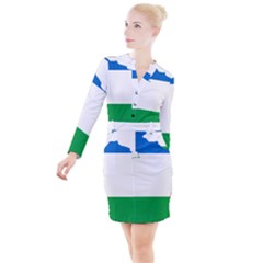 Flag Map Of Argentine Province Of Río Negro Button Long Sleeve Dress by abbeyz71