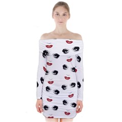 Bianca Del Rio Pattern Long Sleeve Off Shoulder Dress by Valentinaart