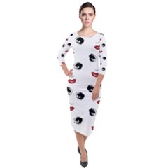 Bianca Del Rio Pattern Quarter Sleeve Midi Velour Bodycon Dress by Valentinaart