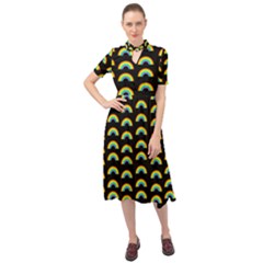 Pride Rainbow Flag Pattern Keyhole Neckline Chiffon Dress by Valentinaart