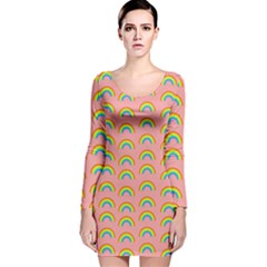 Pride Rainbow Flag Pattern Long Sleeve Velvet Bodycon Dress by Valentinaart