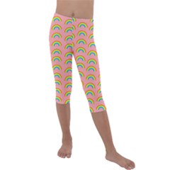 Pride Rainbow Flag Pattern Kids  Lightweight Velour Capri Leggings  by Valentinaart