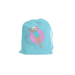 Lady In The Pool Drawstring Pouch (small) by Valentinaart
