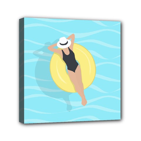 Lady In The Pool Mini Canvas 6  X 6  (stretched) by Valentinaart