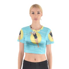 Lady In The Pool Cotton Crop Top by Valentinaart