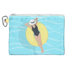 Lady In The Pool Canvas Cosmetic Bag (xl) by Valentinaart