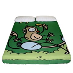 Ostrich Jungle Monkey Plants Fitted Sheet (King Size)