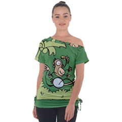 Ostrich Jungle Monkey Plants Tie-Up Tee